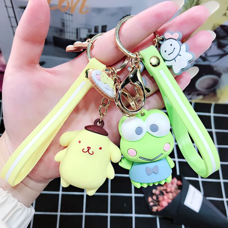

1 Pc Cute My Melody Pudding Cinnamoroll Dog Fur Ball Keychain Plush KeyChain Bag Pendant Keyring for Girls Plush Toy