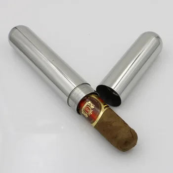 

1 PC Stainless Steel Travel Cigars Box Cigarettes Case Single Cigar Tube High Quality Portable Cigar Accessories and Gift