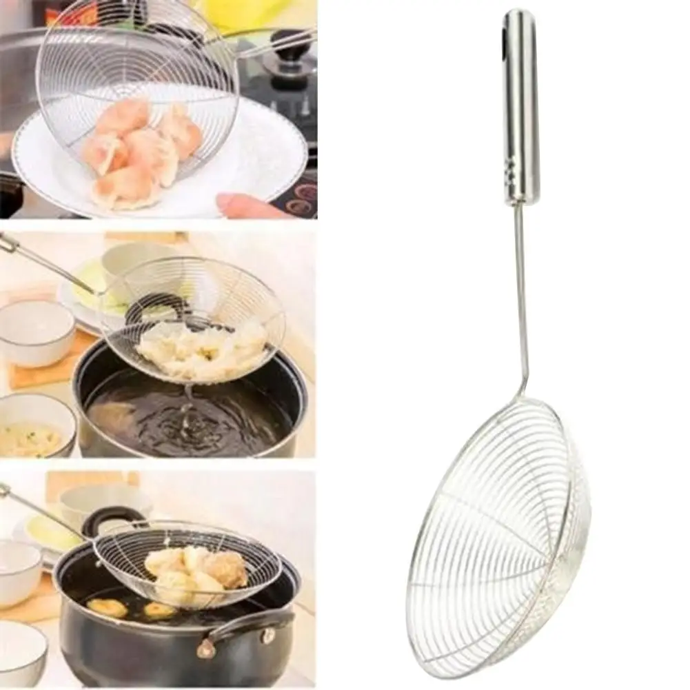 

1Pcs Kitchen Stainless Steel Long Handle Colander Fried Food Strainer Filter Scoop BBQ Filter Strainer Kitchen Tools