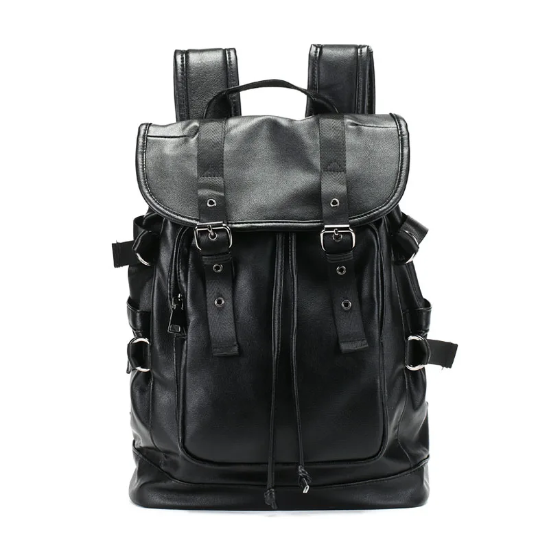 

Men's Backpack PU Multi-Function Large-Capacity Backpack Men's Retro Design Zipper Backpack Youth Fashion Casual Student Bag