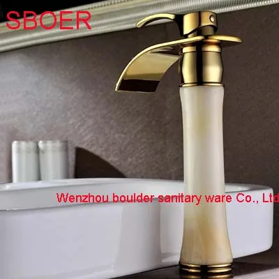 New Long Waterfall White Marble Stone Jade Solid Brass Copper Gold Bathroom Vanity Basin Lavatory Sink Vessel Mixer Tap Faucet New Long Waterfall White Marble Stone Jade Solid Brass Copper Gold Bathroom Vanity Basin Lavatory Sink Vessel Mixer Tap Faucet