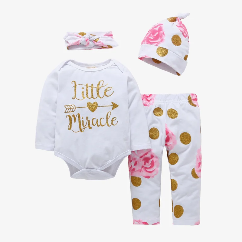 

BibiCola spring autumn baby girls clothing set fashion floral beautiful clothes suits for newborn kids cotton 4pcs tracksuit set