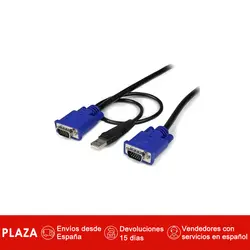 StarTech.com кабель KVM de 1,8 m Ultra Delgado Для VGA USB HD15-6 t Pies 2 en 1, USB A + VGA, черный