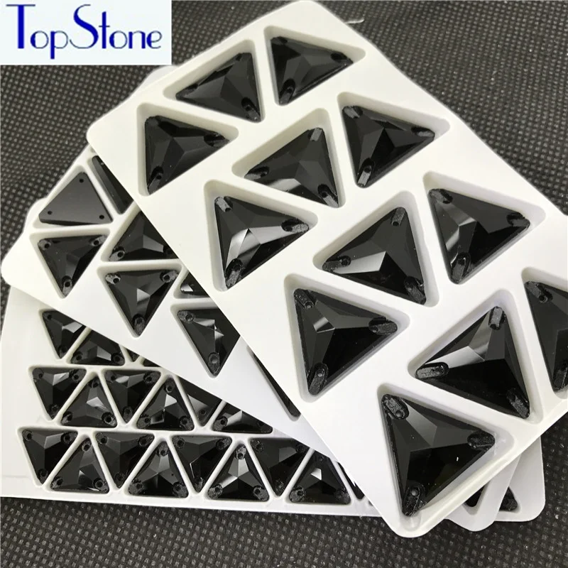 

Topstone 12,16,22mm Triangle Rhinestone Jet Black Color Glass Crystal Sew-on Stone For costume Dress Clothes Crafts