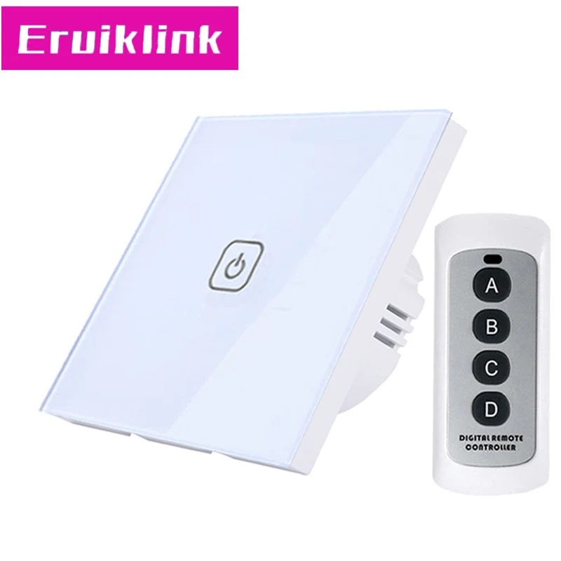 

EU/UK Standard Wireless Remote Control Touch Switch,1 Gang 1 Way RF433 Wall Light Switch For Smart House Free shipping