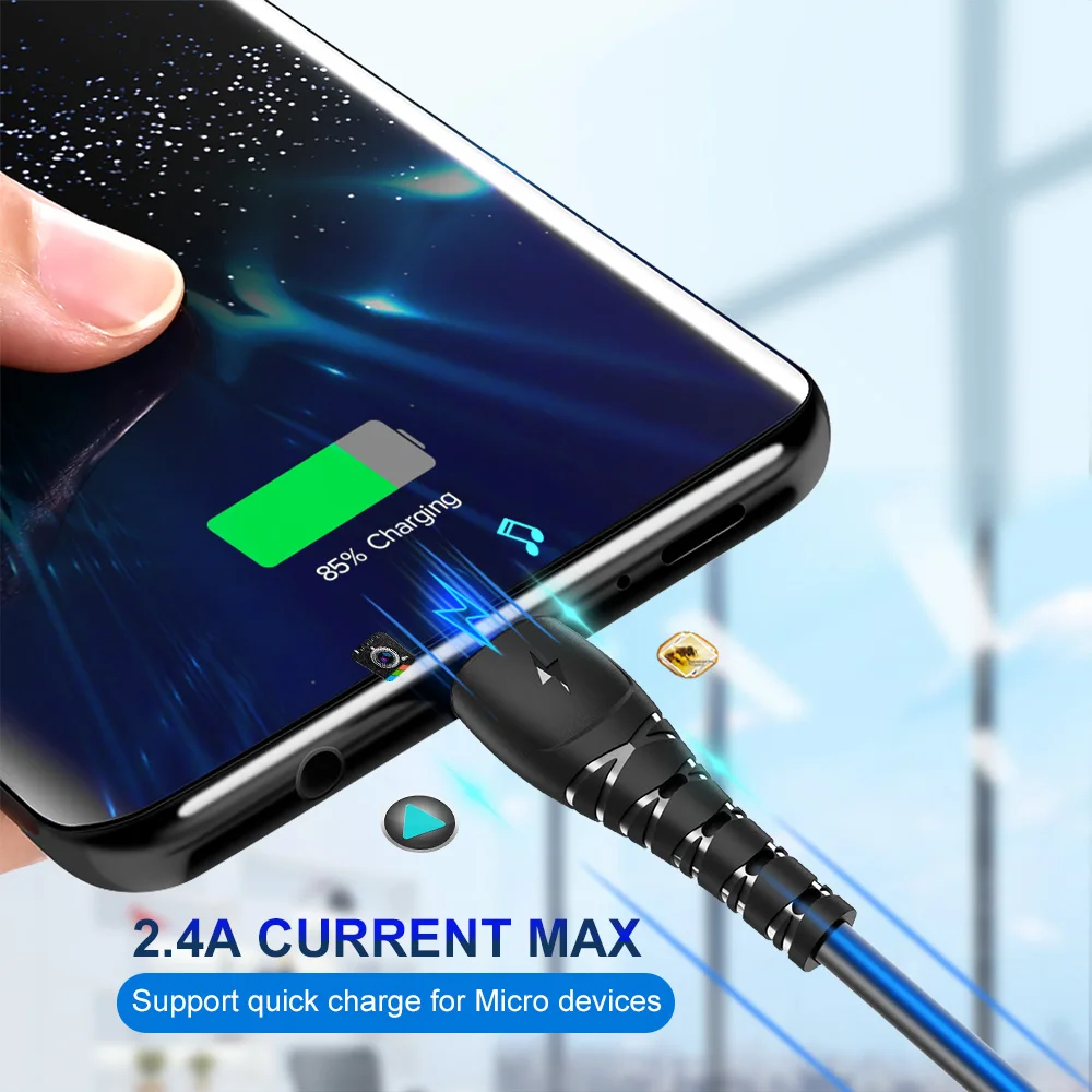 Marjay المصغّر usb كابل 1 m 2 m 3 m سريع شحن سلك Microusb كابل الشاحن لسامسونج S6 S7 Xiaomi Redmi ملاحظة 5 4 الروبوت الهاتف كابل