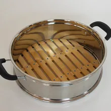 24 см 26 см 30 см 32 34 см 36 см, праздничные походные китайские пищевые пароварка корзина из нержавеющей стали Бамбуковая Пароварка для пельменей булочки mushiki 24 см до 36 см