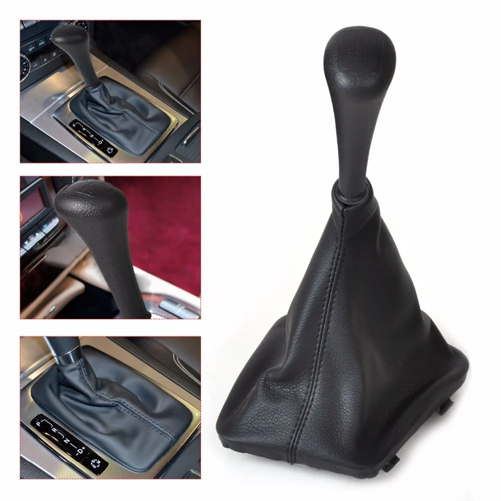 New! 5 Speed ABS Plastics Black Gear Stick Shift Knob + PU Leather