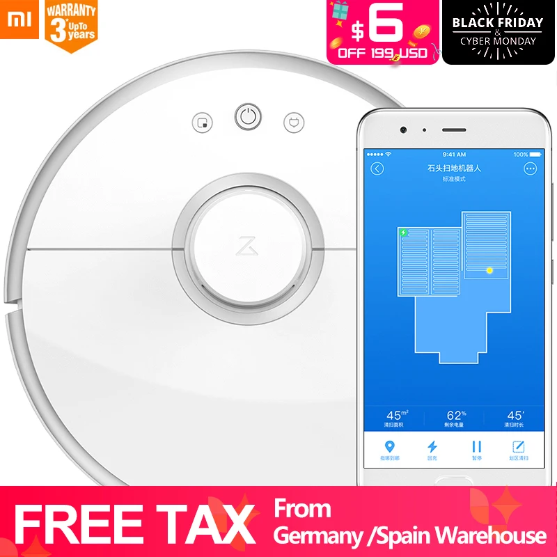 

EU Stock 2018 Original Xiaomi Roborock S50 S55 Robot Vacuum Cleaner 2 Dust Sterilize Smart Planned Sweeping Wet Mop APP Control