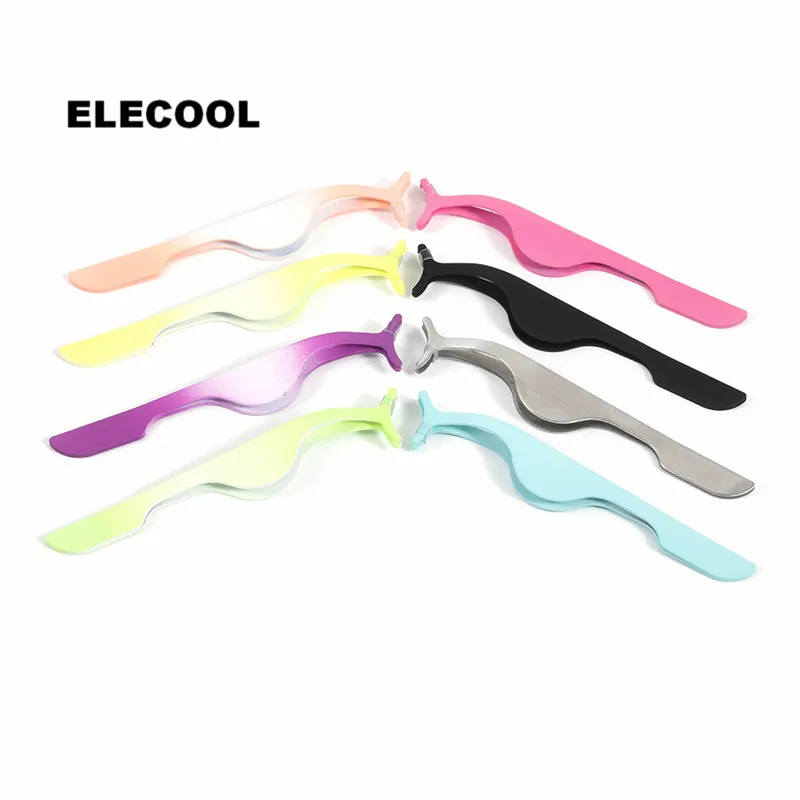 

ELECOOL T-shape Stainless Steel Extension Eyelash Applicator Tool Fish Tail Clip Makeup Tool Special for Makeup beginner