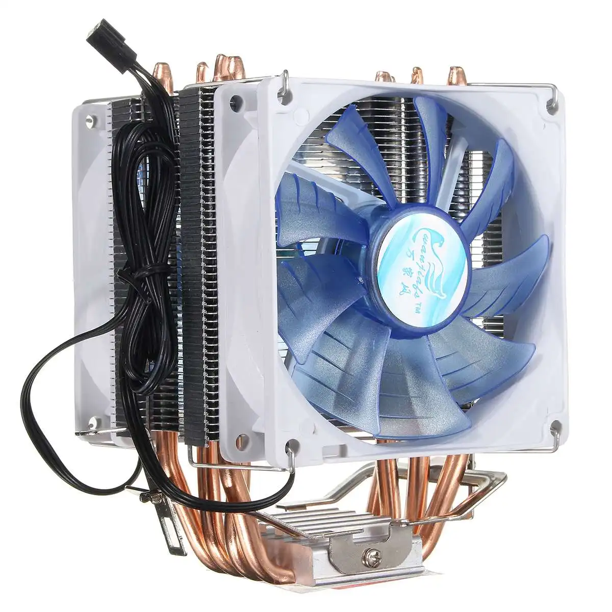 

12V Dual CPU Cooler Fan Quiet Blue LED Light 92x92x25mm 3pin Powerful Fan Heatsink for Intel LGA775/1156/1155 for AMD AM2/3