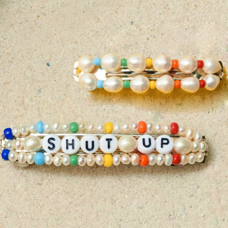

boho handcrafted Multi-color glass seed beads FEELS ELBA BARRETTE natural Fresh water pearl hair clip pins accessories jewelry