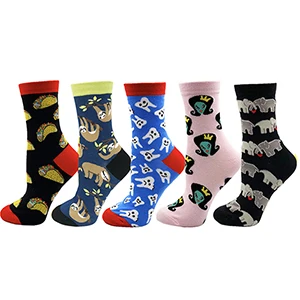 VPM, женские носки, разноцветные, хлопковые, Harajuku, милые, пищевые, животные, кошка, собака, инопланетное пространство, забавные носки для девочек, рождественский подарок, 5 пара/лот - Цвет: V829