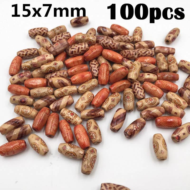 

100Pcs/Pack 15*7mm 23*8mm Assorted Mixed Pattern Wooden Bead Loose Spacer For Charm Bracelet Wholesale