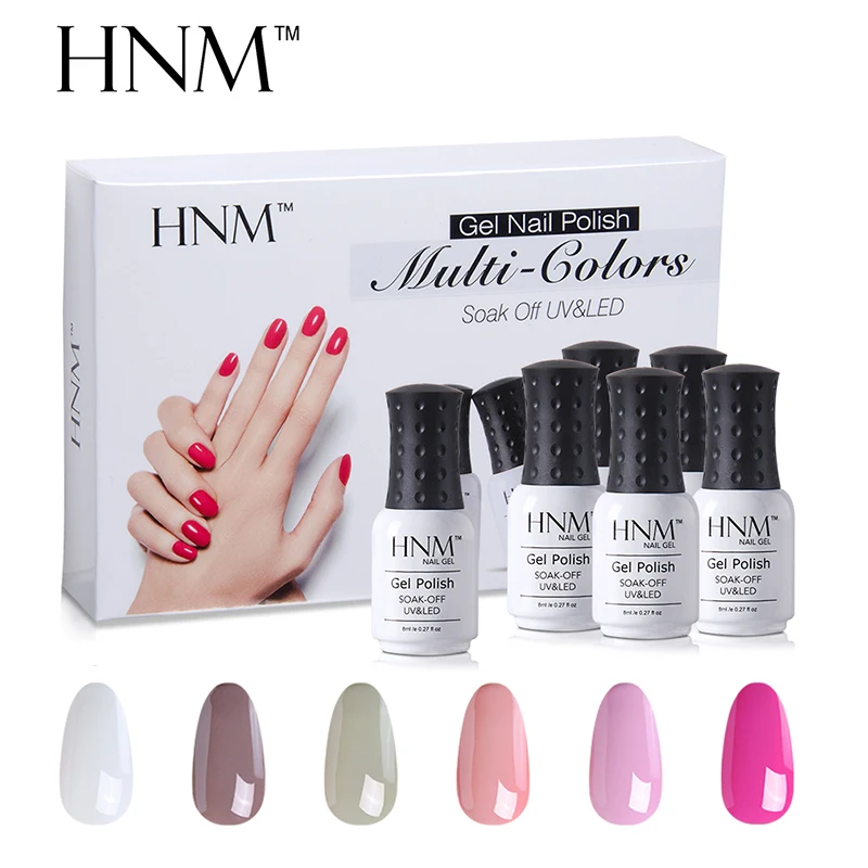 HNM UV Nail Gel 6pcs/set Gift Box Gel Nail Polish Kit Stamping Paint Gel Varnish Lacquer Nail Art Gelpolish Set LED Lamp Glue