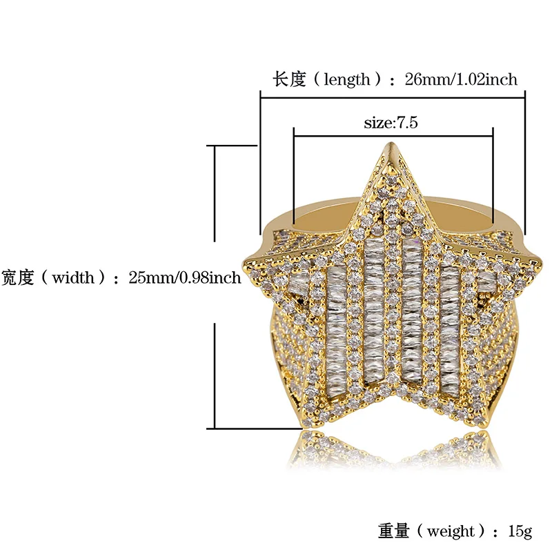 Новые Кольца со льдом супер звезды для мужчин/женщин микро проложенные Золото Серебро Цвет отделка кубическая подвеска с цирконом хип хоп ювелирные изделия кольцо подарки