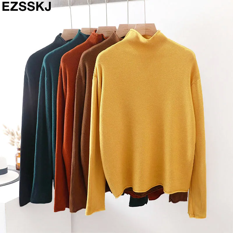 

turtleneck chic casual loose lazy autumn winter sweater soft basic thick sweater pullovers women female soft oversize jumper top