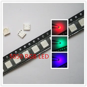

500pcs SMD 5050 RGB Chip LED PLCC-6 smd5050 LED Tricolor 60mA DC 2V Red Green Blue LED Light Emitting Diode Lamp PCB SMT Beads