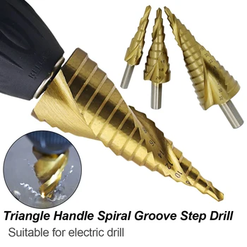 

3Pcs Metric Spiral Flute The Pagoda Shape Hole Cutter 4-12/20/32mm HSS Steel Cone Drill Bit Set HSS Steel Step Sharpening