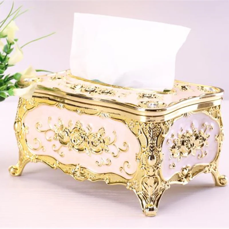Элегантная Золотая ткань коробка крышка для хранения корзина шикарная коробка для салфеток Держатель Декор для дома отеля Органайзер дропшиппинг - Цвет: golden white