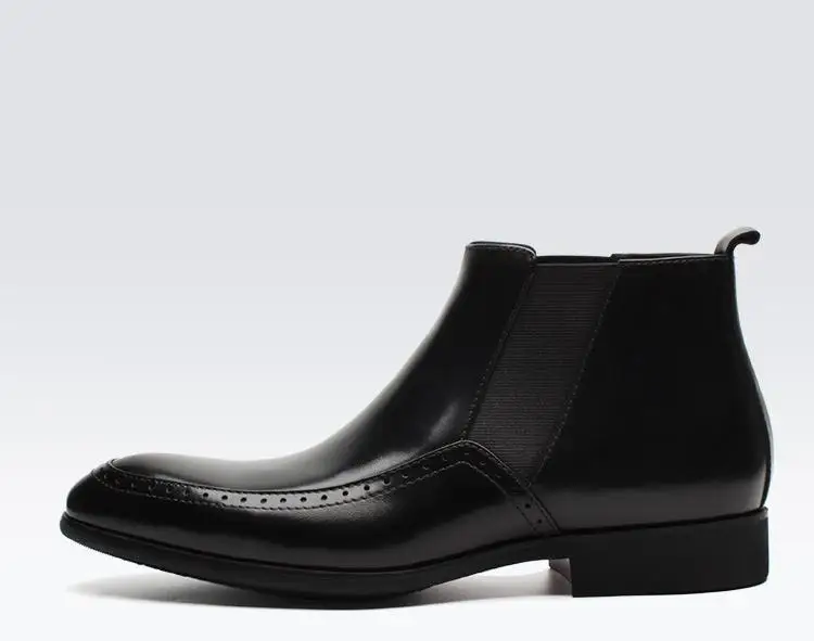 Sculpté D'affaires Pour Brogue D'aile Chaussures Robe VéritableHomme Designer De Courtes Bout Chelsea Hommes Marque Cuir Bottines Mâle Black Oxford CexBdroW