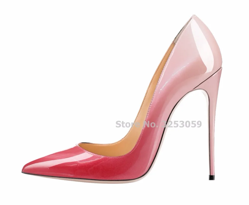 ALMUDENA Gradient Color Patchwork Patent Leather High Heel Shoes 12CM Thin Heel Dress Pumps OL Ladies Daily Footwear Party Shoes ALMUDENA Gradient Color Patchwork Patent Leather High Heel Shoes 12CM Thin Heel Dress Pumps OL Ladies Daily Footwear Party Shoes