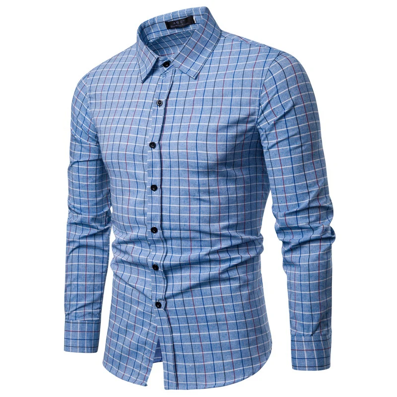 Брендовые новые мужские клетчатые роскошные стильные приталенные повседневные официальные рубашки с длинным рукавом мужские комплекты одежды