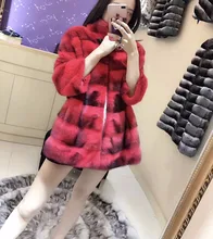arlene sain 2017 newest Autumn and winter American velvet 100% mink fur coat red color length 70cm bust102-110cm free shipping