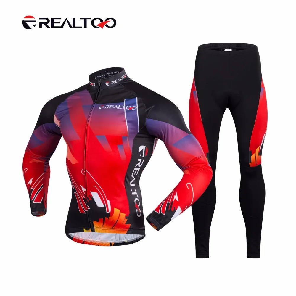 

Hot Sale REALTOO Racing Bike Jersey Pants Set Men's Bicycle Long Sleeve Clothes Bicycle Sportswear Cycling Set M-3XL