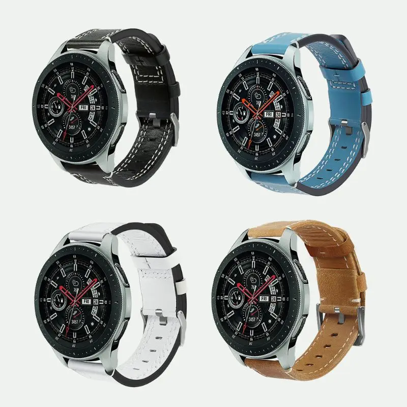 

PU Watch Bands Adjustable Gear Leather Strap Replacement Buckle Wrist Band for Samsung Galaxy 46mm Smartwatch