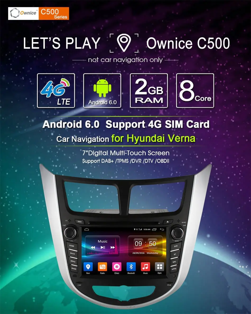 Top Ownice C500 Octa 8 Core Android 6.0 CAR DVD player for Hyundai Solaris accent Verna i25 with GPS BT radio wifi 4G LTE Network 2