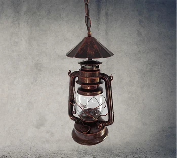 

Nordic kerosene lantern vintage bronze chandelier lamp aisle lights wrought iron and creative restaurant lighting engineer GY65