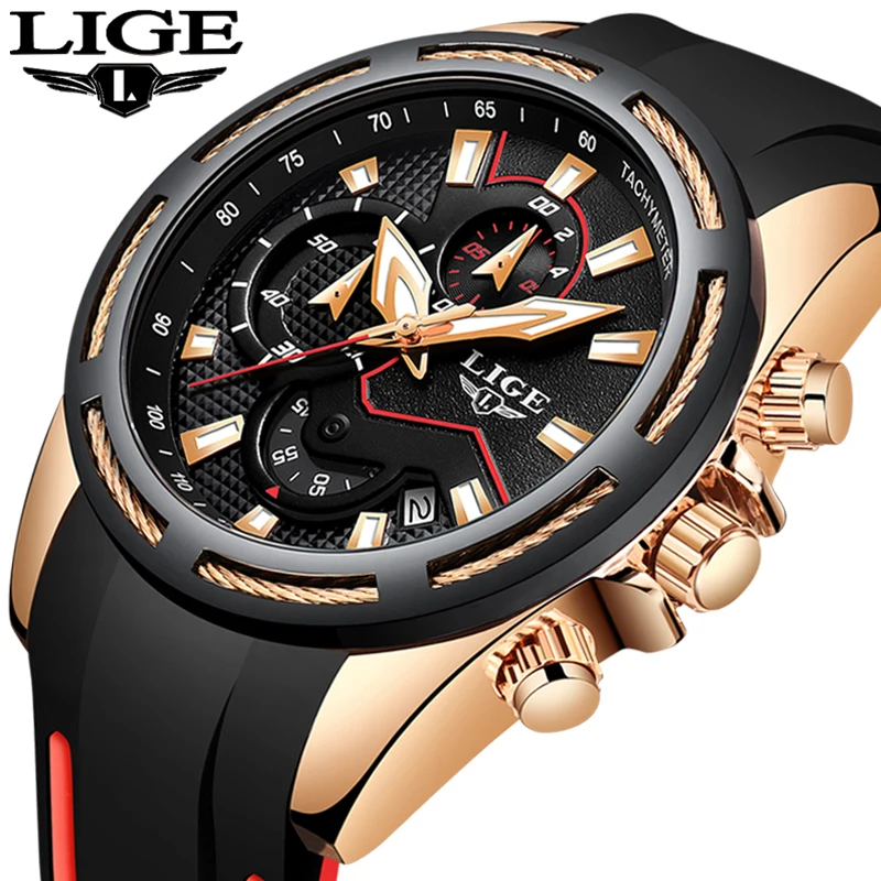 

Relogio Masculino LIGE new sports watch men's fashion luxury brand waterproof military uniform men's silicone watch quartz clock