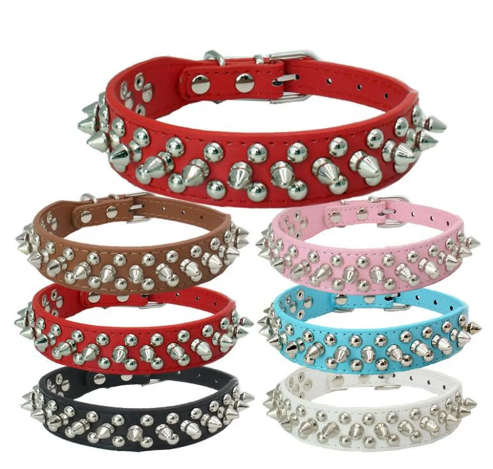 Hot selling large dog Spiked Studded Leather Dog Collar XXS XXL puppy ...