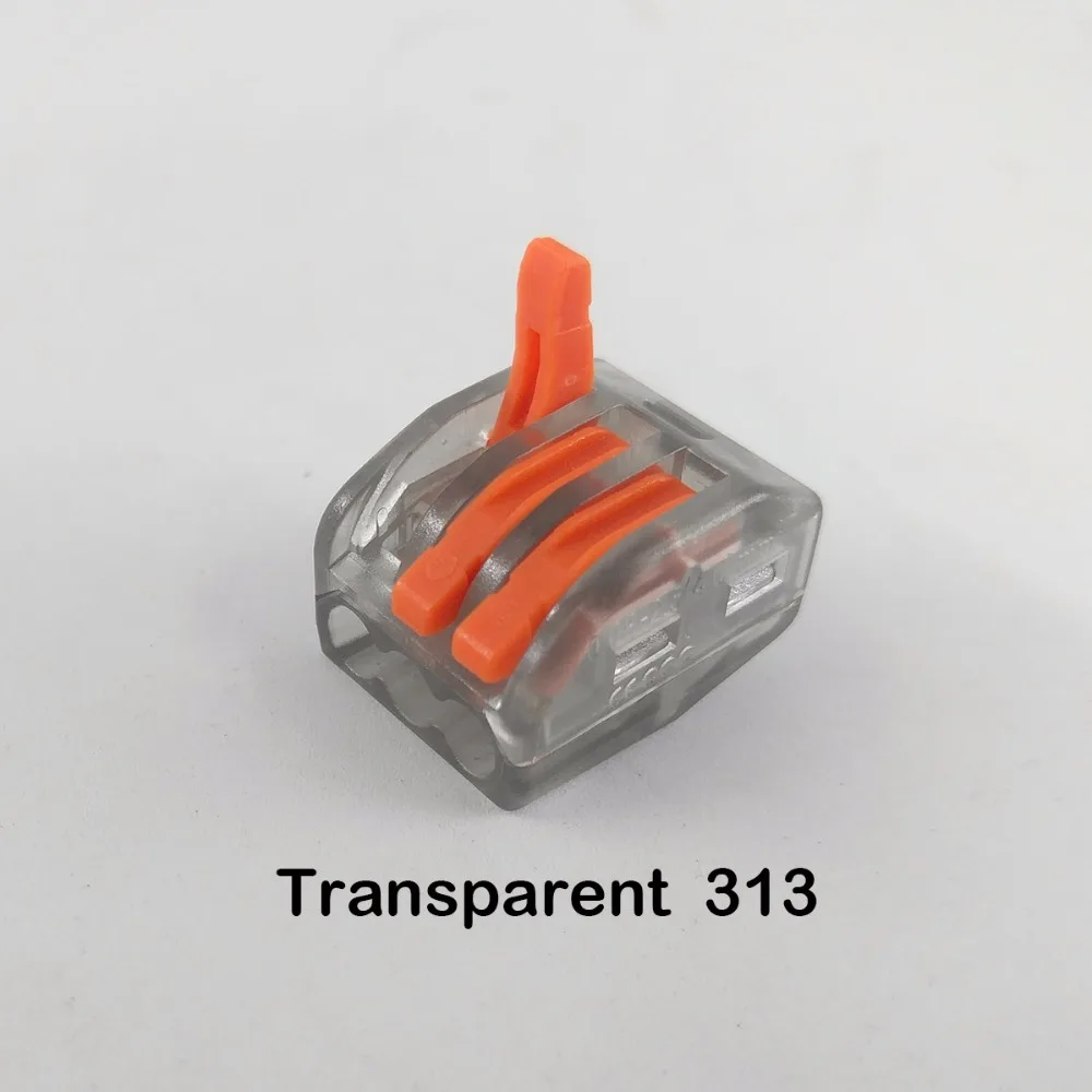 

100Pcs transparent PCT-213 3 Pin Universal compact wire wiring connector conductor terminal block with lever