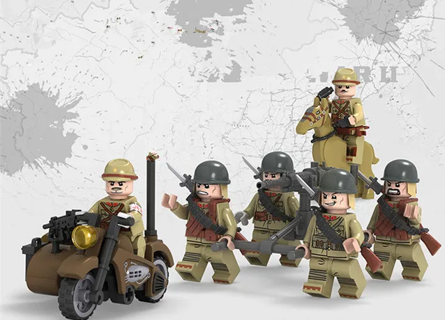 

6PCS D71012 SS World War 2 Military Army Gun Weapon Soldier Building Blocks Bricks Toy Compatible Lngly figure