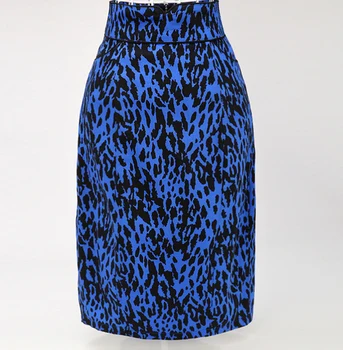 

high waisted vintage design uk styled pencil pin up skirt pencil 60's women pin-up leopard print blue