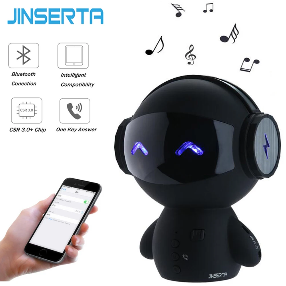 JINSERTA Bluetooth, беспроводные Мультяшные роботы, портативные мини Bluetooth колонки, стерео музыка, громкоговорители, Дополнительный внешний аккумулятор, плеер, получение