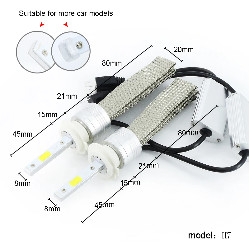 2 шт. LED H7 HeadLight лампа высокого Мощность 96 w/set Противотуманные фары автомобиля лампы 12 В для ford Peugeot Citroen Mazda kia VW Гольф 6 7 Мужские поло Skoda