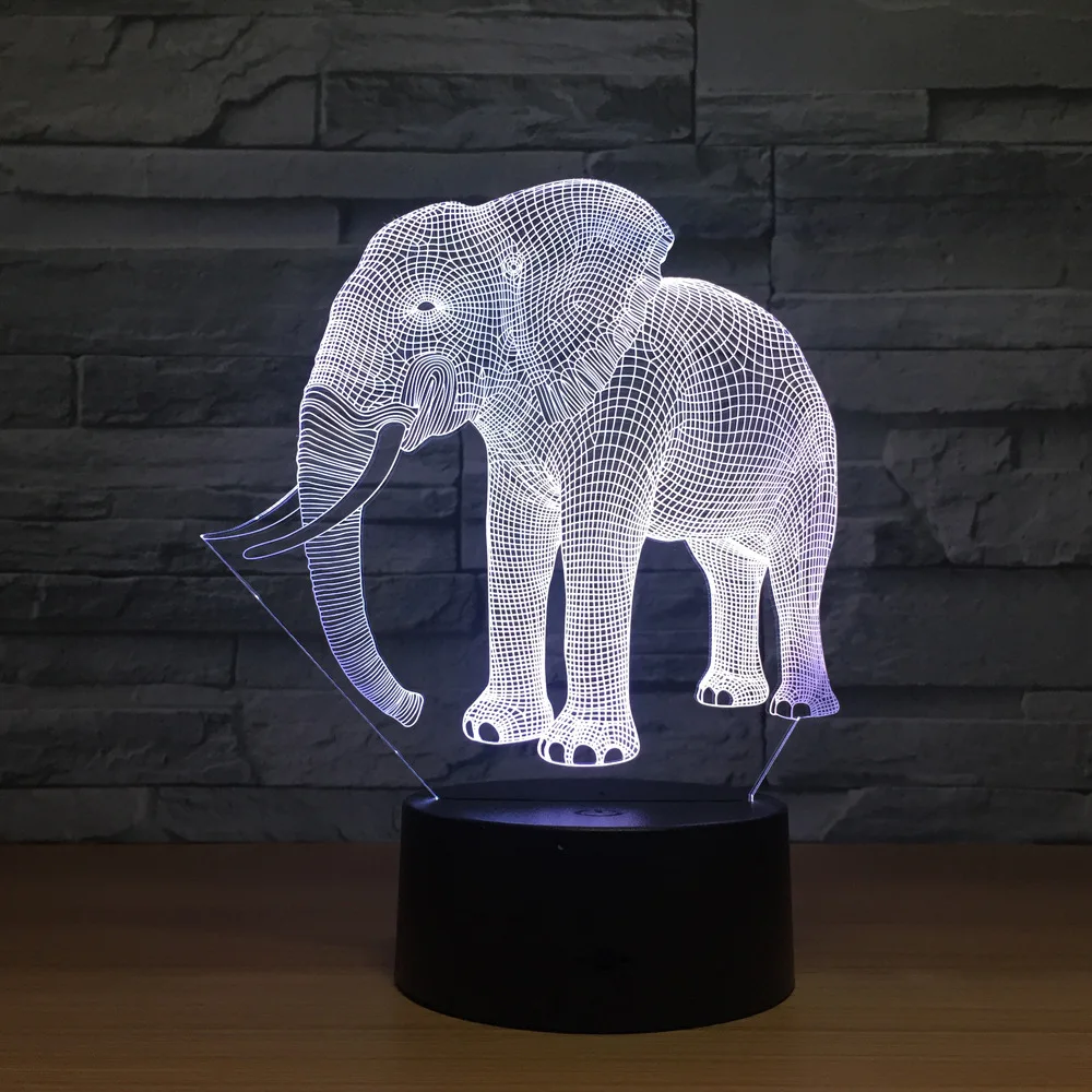 Birthday Gift Night Lights Ivory Elephant 3D LED Night Lights Novelty LED Animal Lamp 7 Colorful Ch - 32858681288