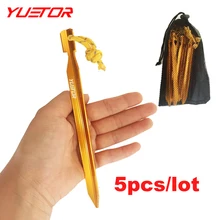 YUETOR 5pcs/lot 18cm kamp malzemeleri tent nails stakes outdoor barraca de camping tent accessories aluminum alloy tent pegs