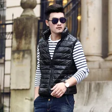 Mens Clothing Winter Autumn 90% White Duck Down Vest Meth Hooded Ultra Light Down Coat Outerwear Warm Winter Coat Parkas For Man