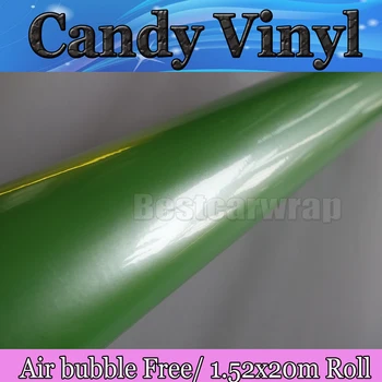 

PROTWRAPS Apple Green SPRING LOVE Glossy Vinyl Car Wrap Pearl Film With Air Bubble Free Candy Gloss Car covering foil 1.52*20M