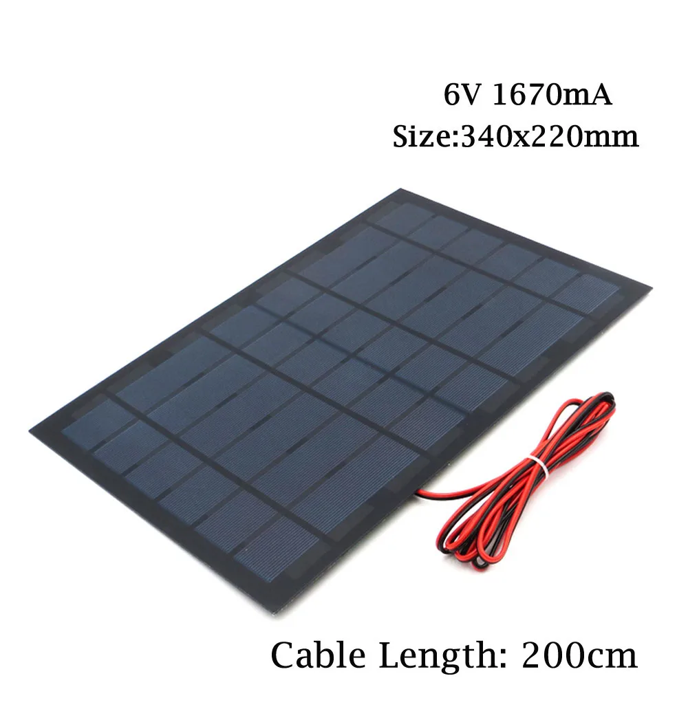 Панели солнечные 6V 100mA 167mA 183mA 333mA 5000mA 583mA 750mA 1000mA 1670mA мини элемент для солнечной батареи для мобильного телефона Зарядное устройство Портативный с кабиной