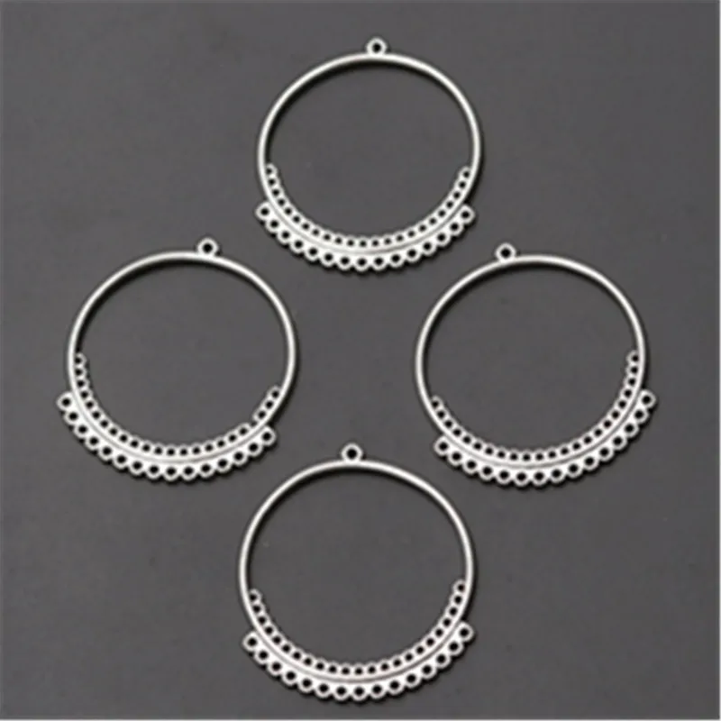 

10pcs Antique Silver Metal 40*35mm Circle Perforated Alloy Connectors For Earring Bracelet DIY Fashion Jewelry Charm Handmade