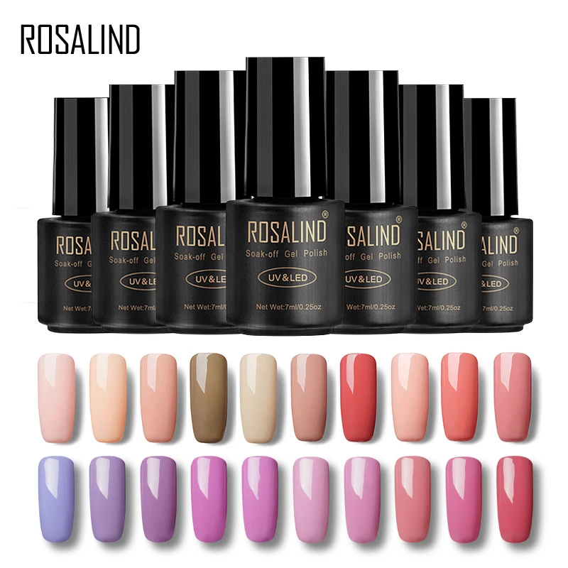 

ROSALIND 7ML Nail Gel Polish Solid Color Nail Varnish Vernis Semi Permanent Nail Polish Soak off gel lacquer
