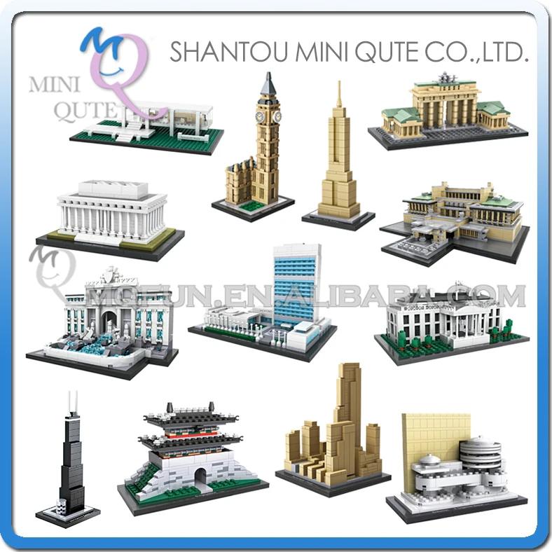 

Mini Qute LOZ diamond world architecture Big Ben White House Brandenburg Gate plastic building block brick model educational toy