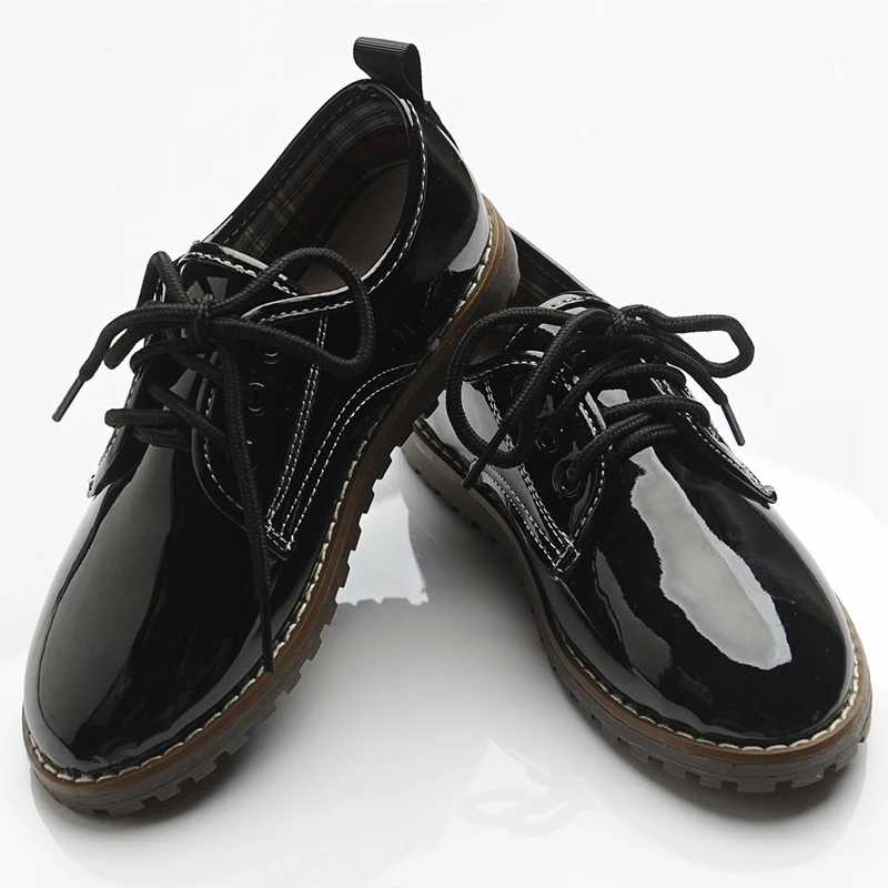 Новое поступление детская черный формальный кожа свадьбы Обувь для мальчиков Обувь Англия Стиль дети Туфли под платье Обувь для мальчиков броги Свадебные Спортивная обувь Обувь - Цвет: Черный