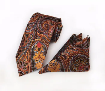 

8cm Men Luxury Necktie Sets Colorful Unique Paisley Pattern Ties Gravata with Handkerchief