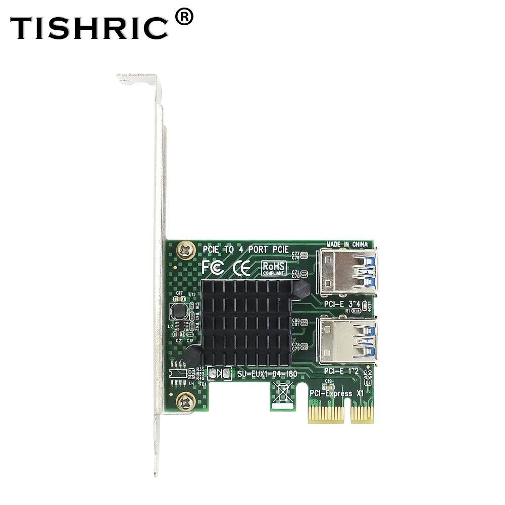 

TISHRIC 2018 Newest 1 to 4 usb 3.0 Multiplier Splitter Hub PCI Express PCIE PCI-E Riser Card 1x to 16x Adapter For Mining Miner